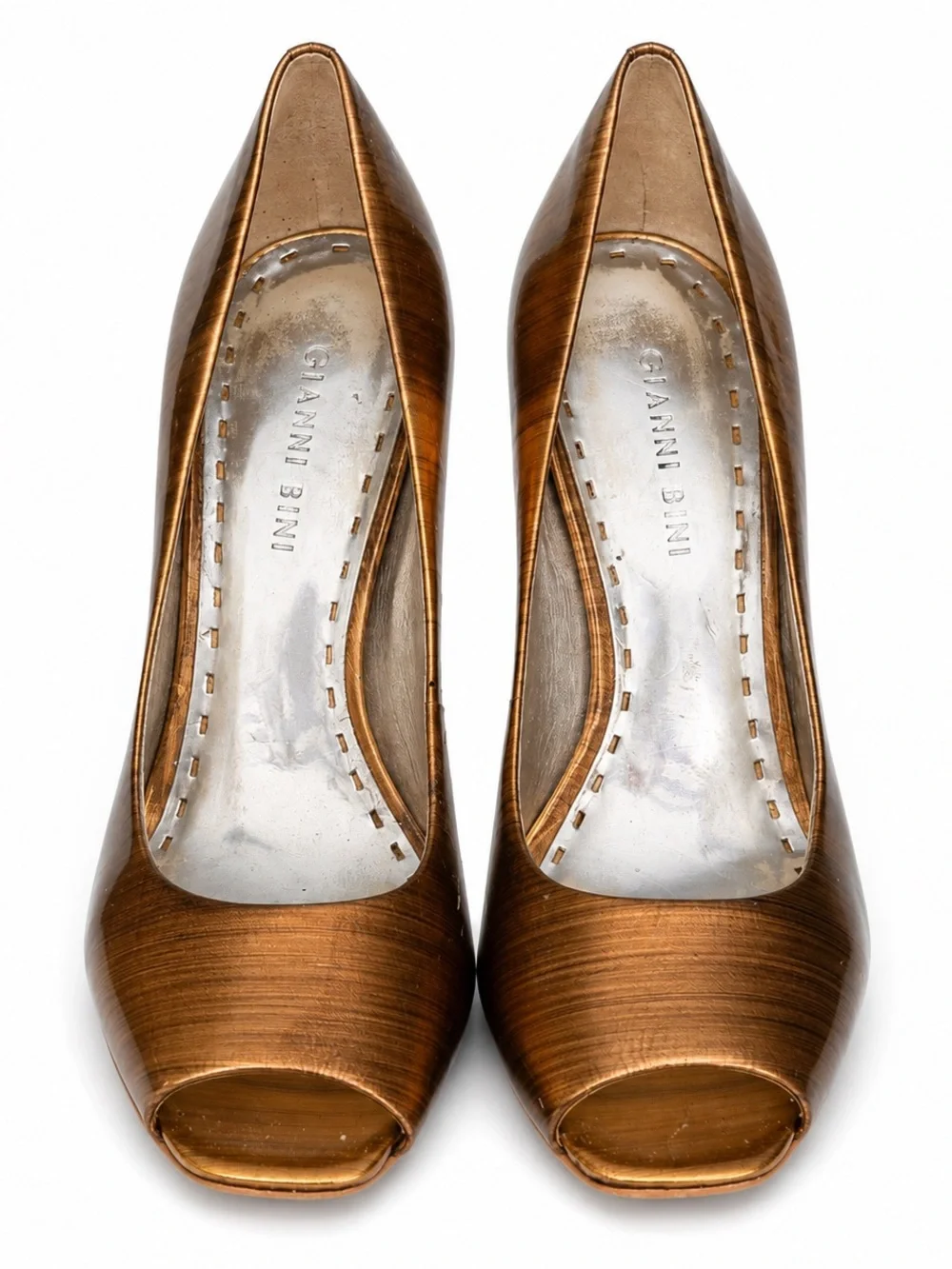 Gianni Bini Metallic Bronze Peep-Toe Heels